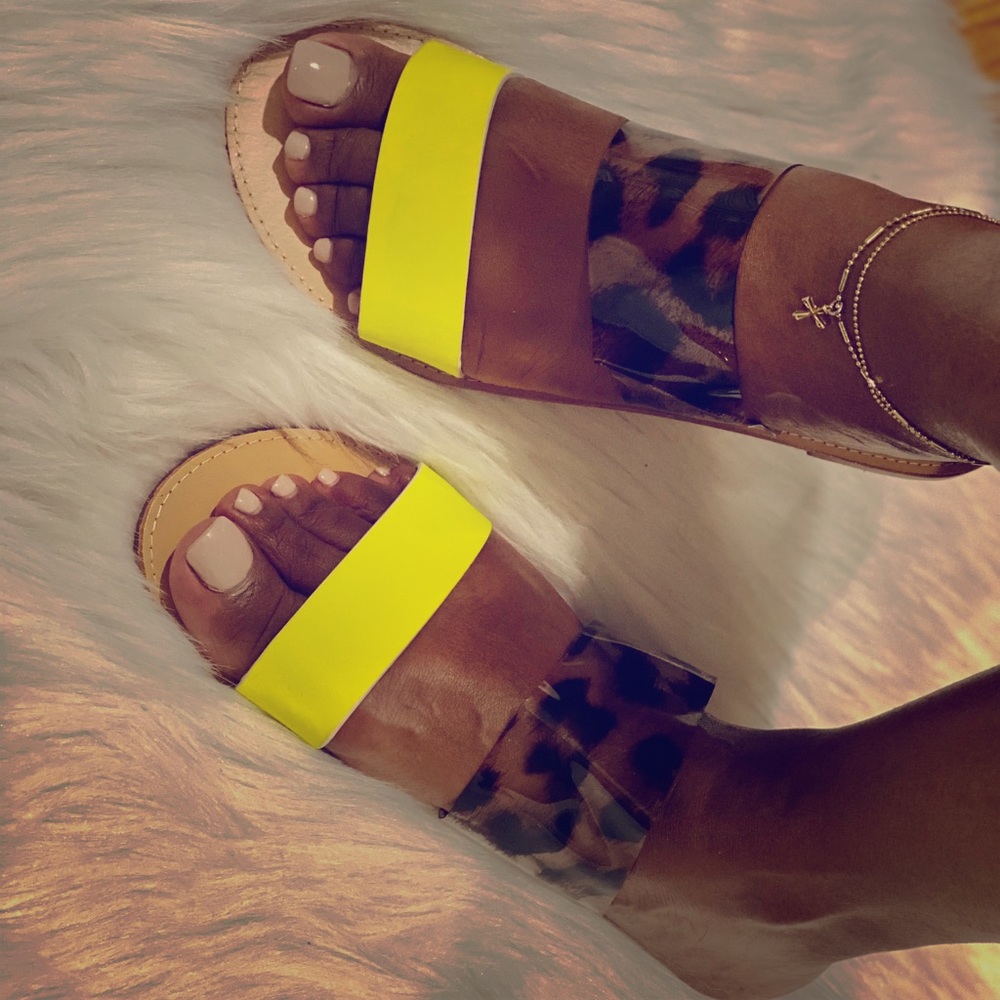 Yellow and cheetah sandals